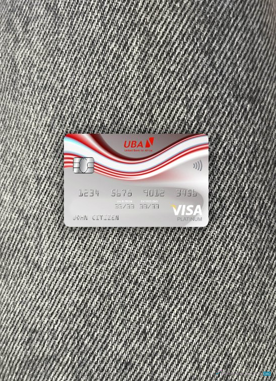 Download Guinea UBA visa platinum card photolook front Photoshop template